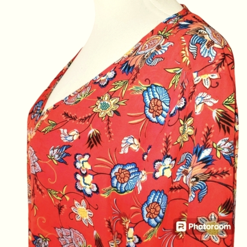 🔥Chelsea & Theodore Long Sleeve Floral Women's Blouse Size XXL - Picture 3 of 8